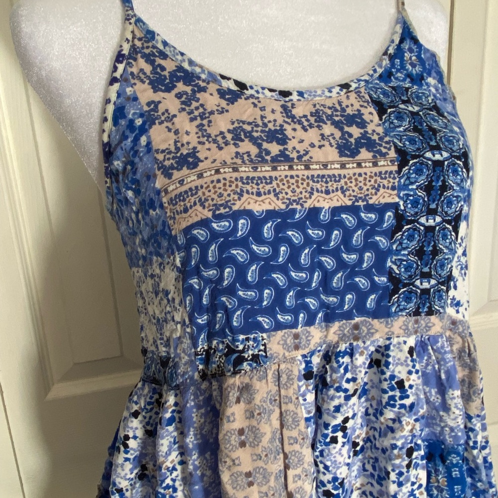 Vintage Devi Blue Patchwork Mini Dress - image 2